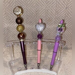 Elegant Decorative Pen Set - Purple, Pink, Gold